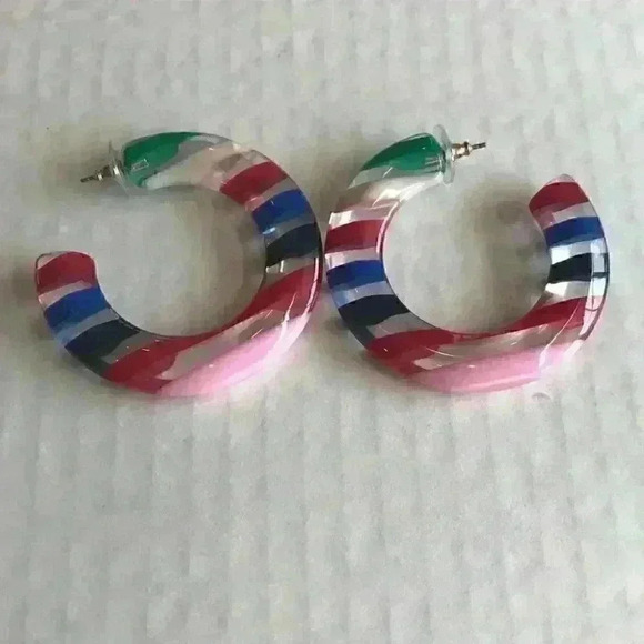 J Crew new large Tortoise Hoops in Multicolored - Picture 5 of 8